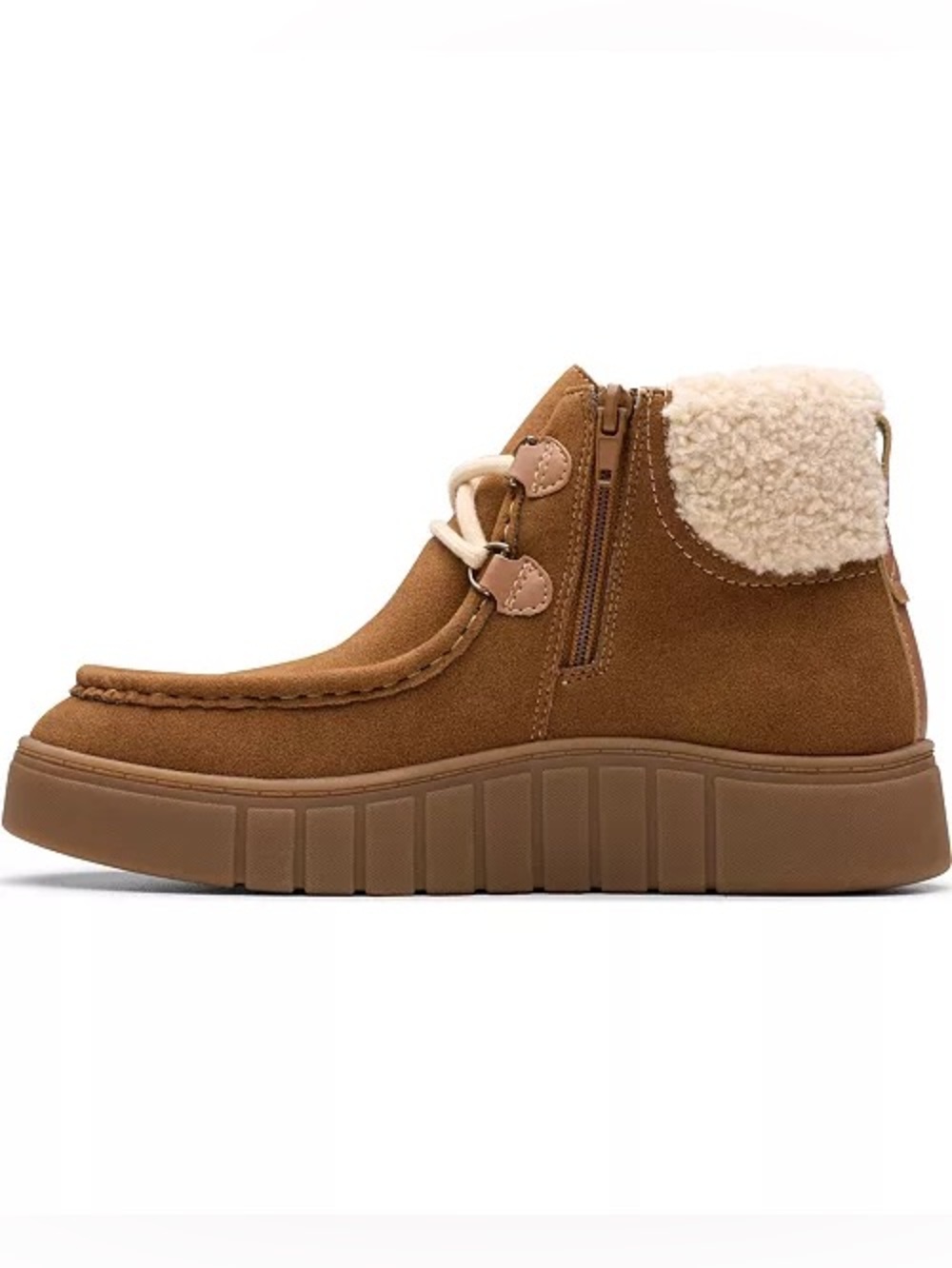 ♥️♥️ Clarks Collection Women's Mykah Izzy Cozy Lace-Up Booties - Dark Tan Suede - Picture 5 of 6